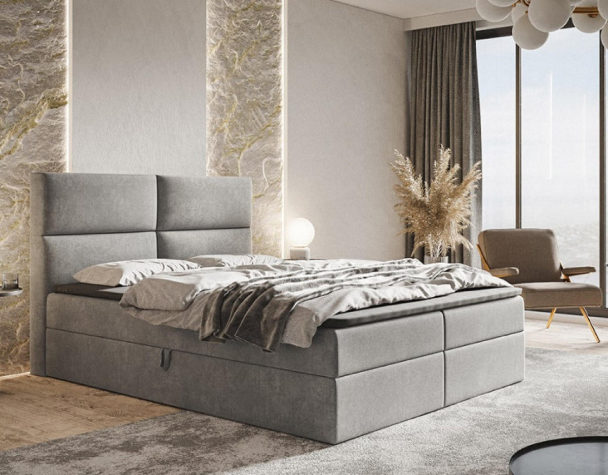 BETT Grau FOX 3 Kontinental 160x200 cm - Schwarz/Grau, Textil (160/200cm) - Sepro Meble