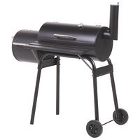 HOLZKOHLEGRILL mit Räucherkammer schwarz rollbar Katla - Schwarz, Metall (66/114/110cm)