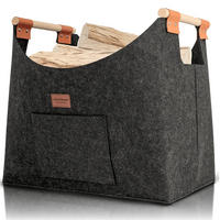 KAMINHOLZKORB Filz Grau MELLA XXL Korb 57L Holzkorb - Grau, Textil (45/40/32cm) - DELUKE