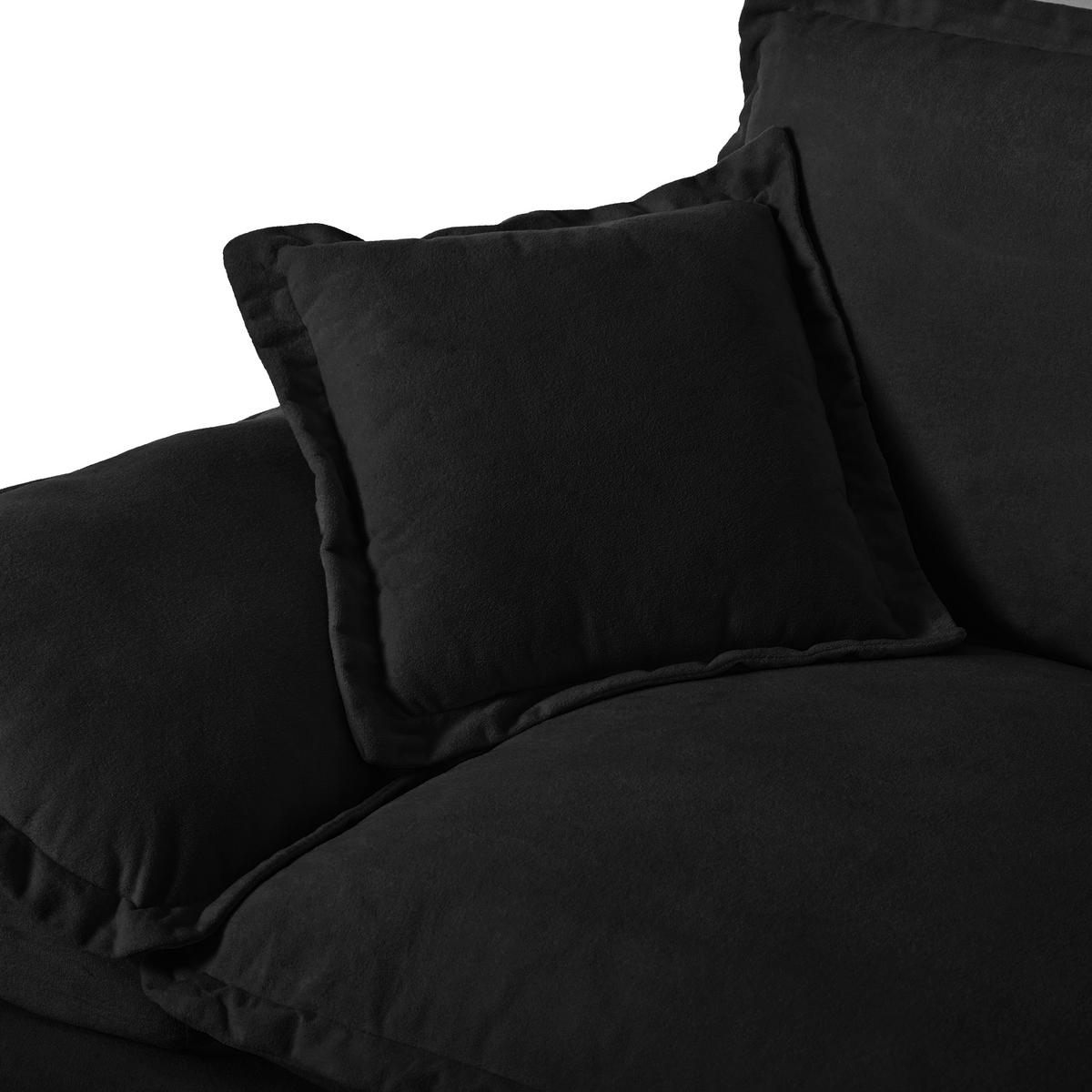 ECKSOFA aus Chenille 194x155x90 cm in Schwarz mit Ottomanen-Modul - Schwarz, Textil (155/90/194cm) - Modfu