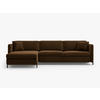 ECKSOFA ausklappbar links Gloria aus Samt schokolade 4 Sitzplätze - Dunkelbraun, Textil (260/170cm) - Micadoni