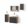 BADMÖBEL-SET Ronco Anthrazit gepunktet 4 Teile - Anthrazit/Eiche Wotan, Holzwerkstoff (80/58/41cm) - Livinity®