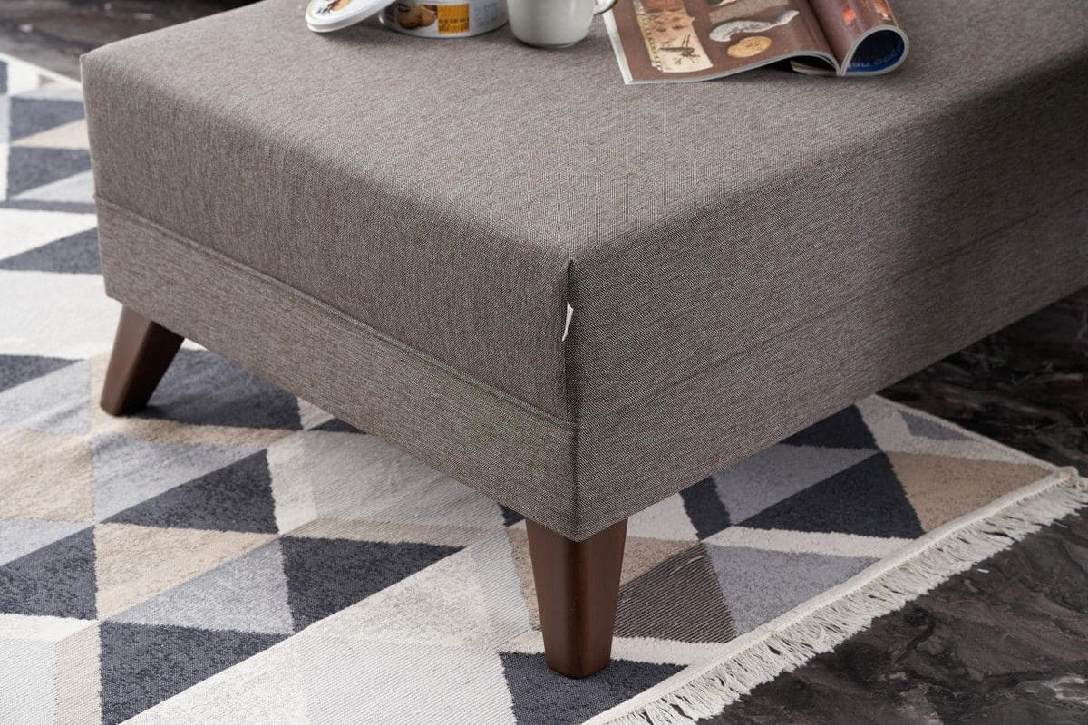 ECKSOFA mit losen Rückenkissen und Schlaffläche - Taupe/Rotbraun, Holz/Kunststoff (165/275cm) - myHomelando
