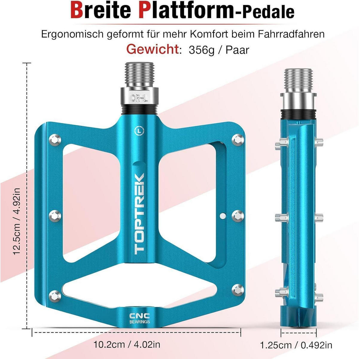 FAHRRADPEDALE Set CNC Aluminium mit 3 Lagern Hellblau - Hellblau, Metall (10.2/1.5/12.5cm)