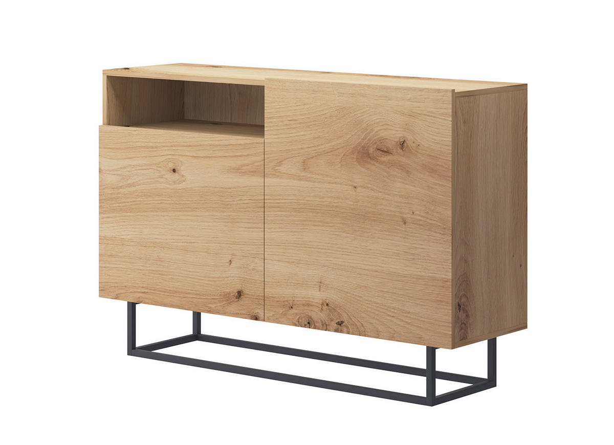 SIDEBOARD Enjoy Artisan Eiche 120 / 37 / 80cm - Eichefarben/Schwarz, Holz/Holzwerkstoff (120/80/37cm) - Feldmann-Wohnen