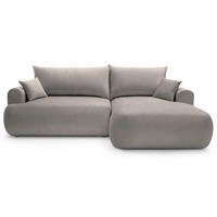 ROHOVÁ pohovka Ovo svetlosivá s vodoodpudivým zamatovým poťahom - čierna/svetlosivá, textil/plast (165/260cm) - Selsey
