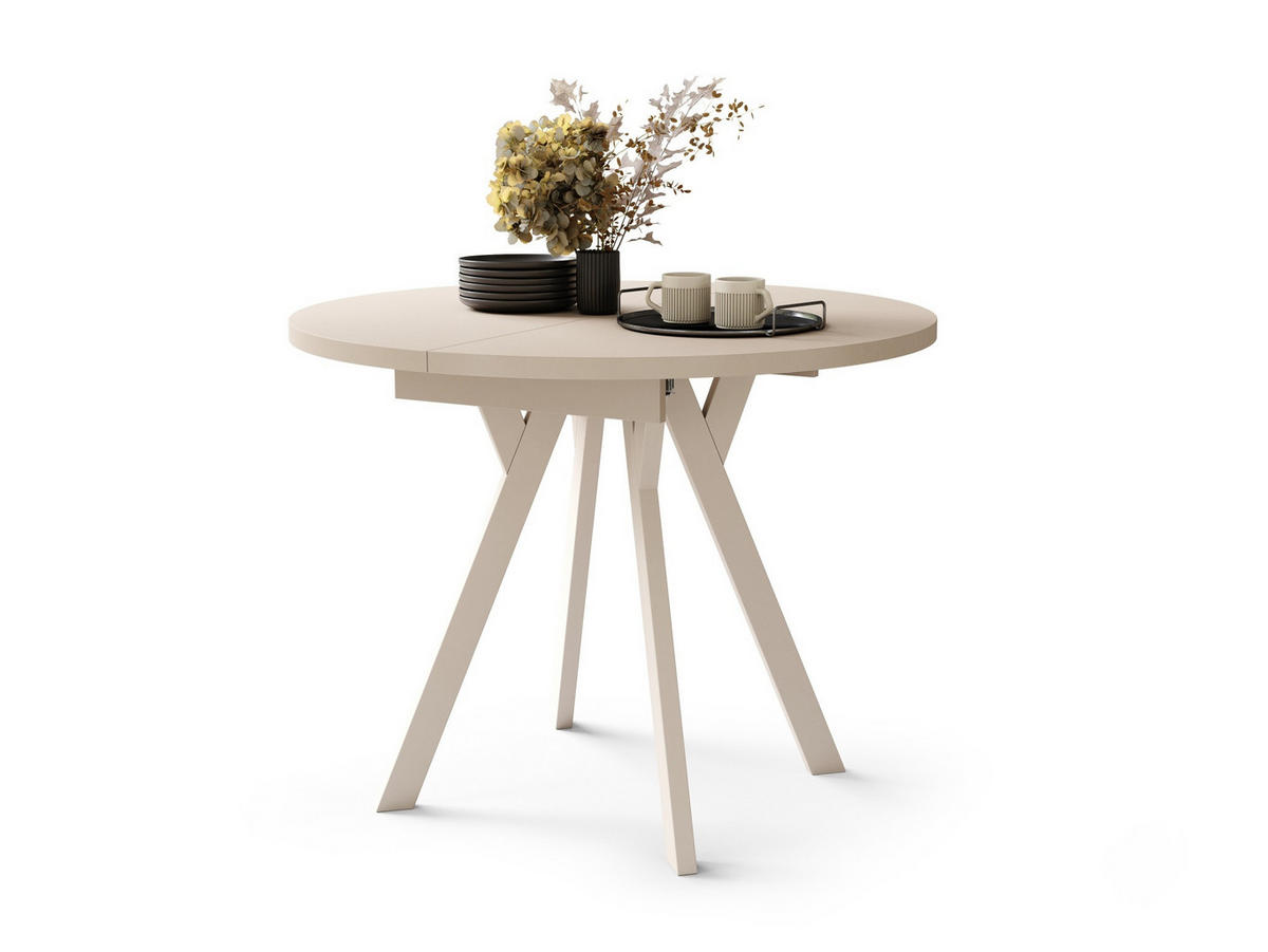 ESSTISCH Rund Beige 90x70 cm - Beige, Holzwerkstoff (90/90/77cm) - designimpex