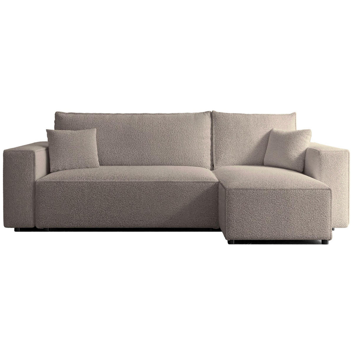 ECKSOFA Scarlo Hellbraun Bouclé-Bezug - Hellbraun/Schwarz, Kunststoff/Textil (244/145cm) - Selsey