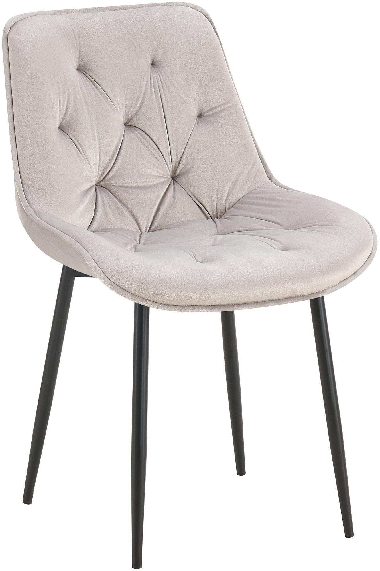 STUHL Samt grau - Schwarz/Grau, Textil/Metall (52/84/59cm) - CLP