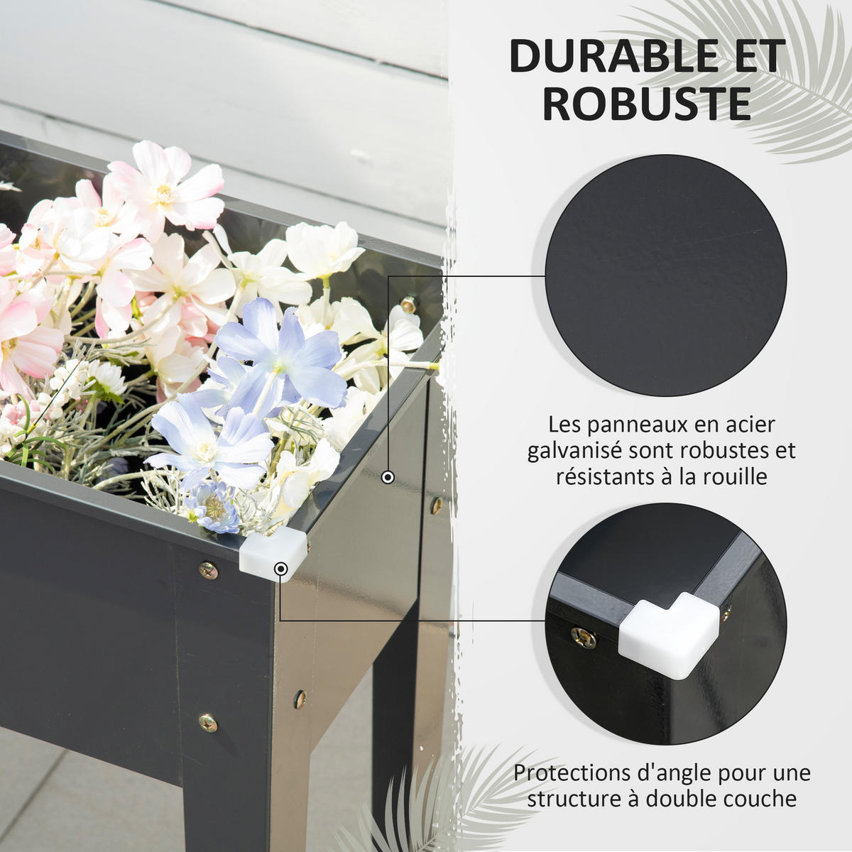 HOCHBEET DE-15979 mit Abflussloch Schwarz - Schwarz, Metall (100/80/30cm) - ComfortXL