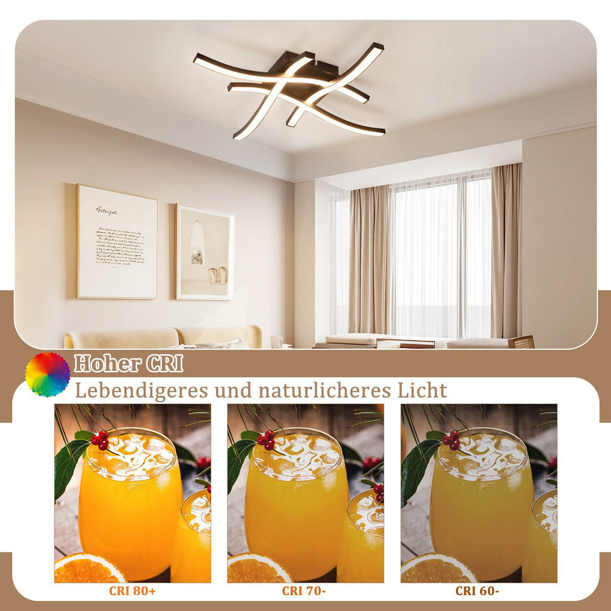 LED-DECKENLEUCHTE Fulbright 42.5/42.5/7 cm - Schwarz, Metall (42.5/42.5/7cm) - Nettlife