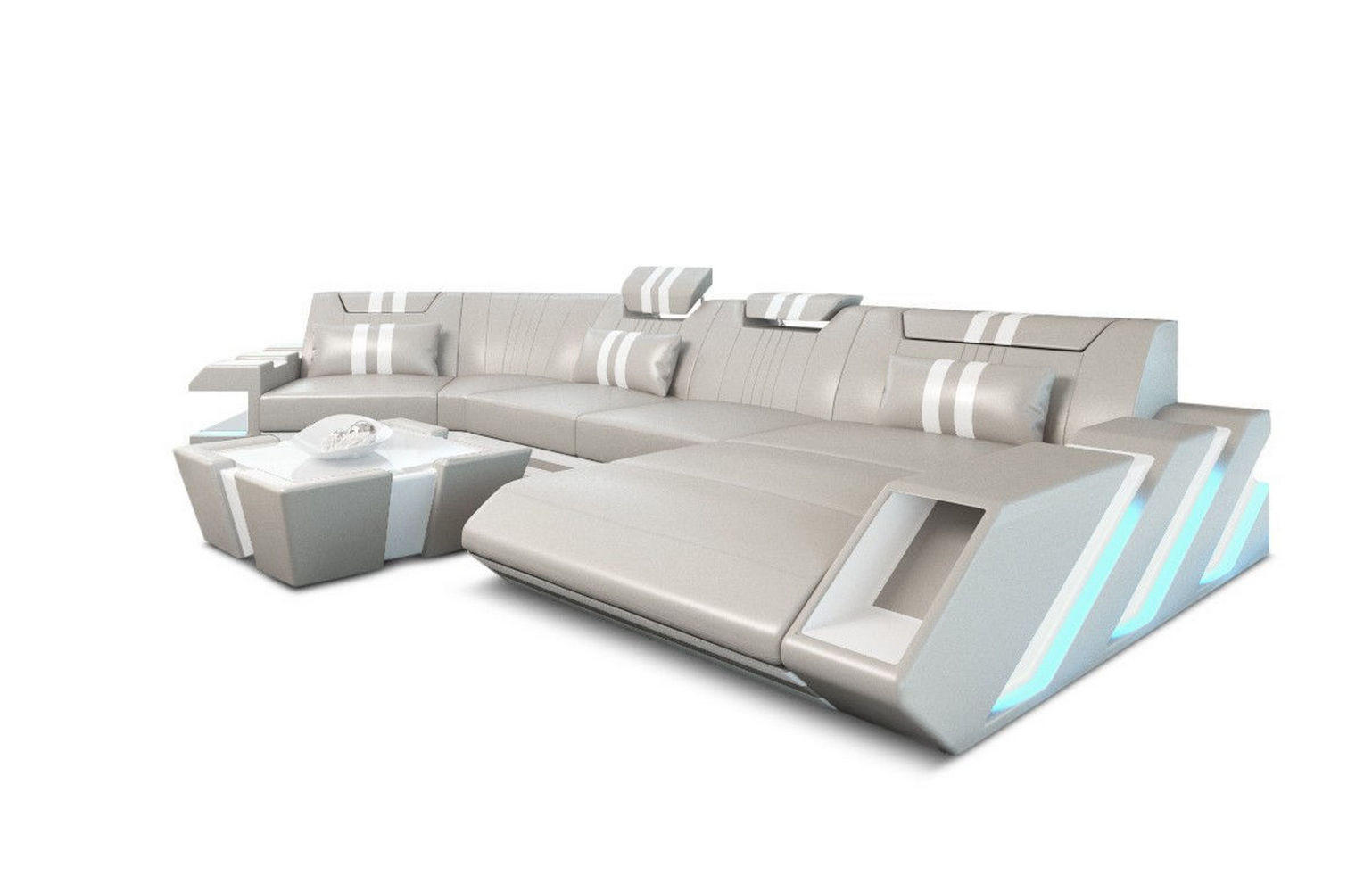WOHNLANDSCHAFT Apollonia C - Beige, Leder (420/78/190cm) - Sofa Dreams