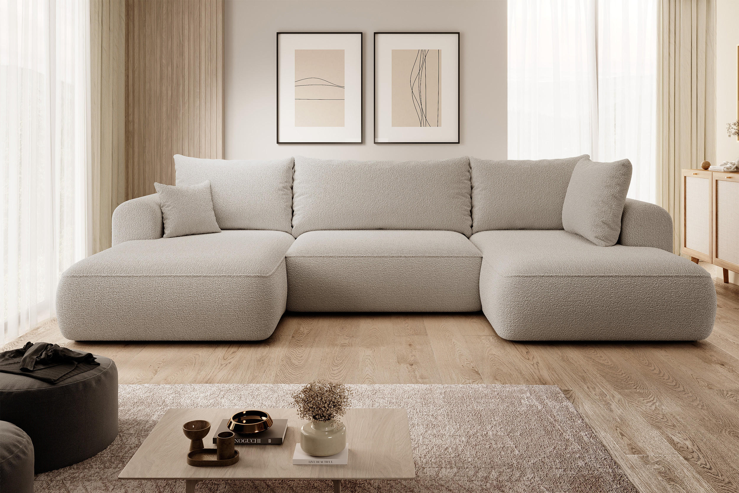 Thumbnail - Selsey Wohnlandschaft, Mokka, Textil, U-Form, 380x95x167 cm, Wohnzimmer, Sofas & Couches, Wohnlandschaften, Wohnlandscha...