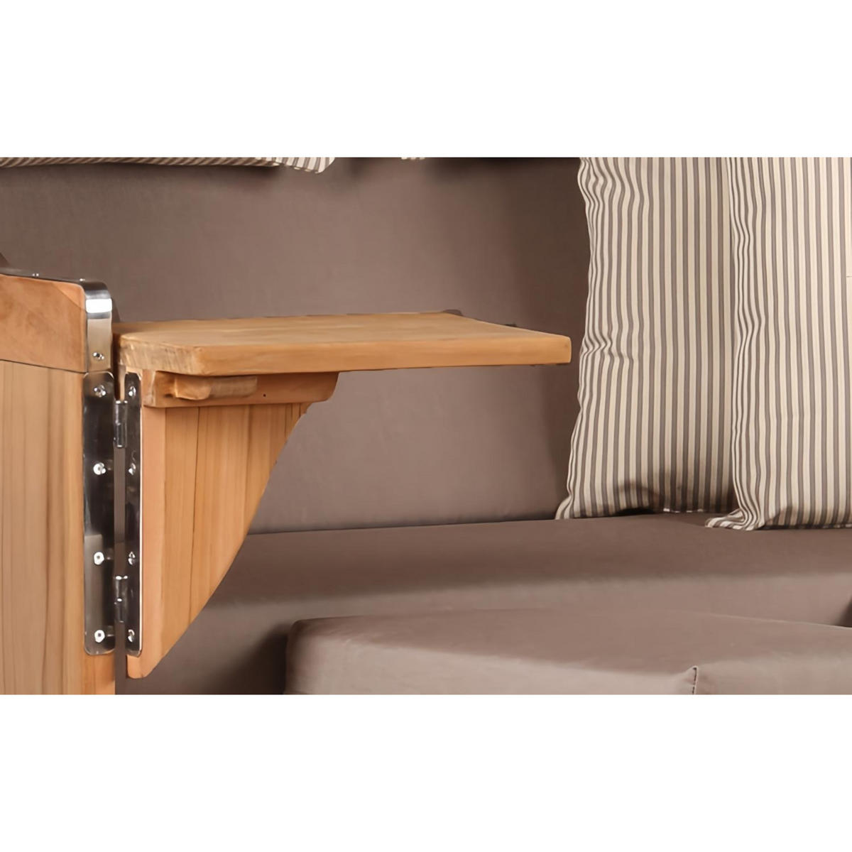 STRANDKORB Düne 2-Sitzer Teak Shell - Taupe/Braun, Holz/Metall (125/170/80cm) - Mr. Deko