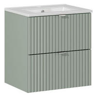 WASCHTISCHKOMBI 50 cm 2 Teile - Line Reed Green L BM88 in Schilfgrün/ Evoke Eiche - Grün, Holz (50/57/40cm)