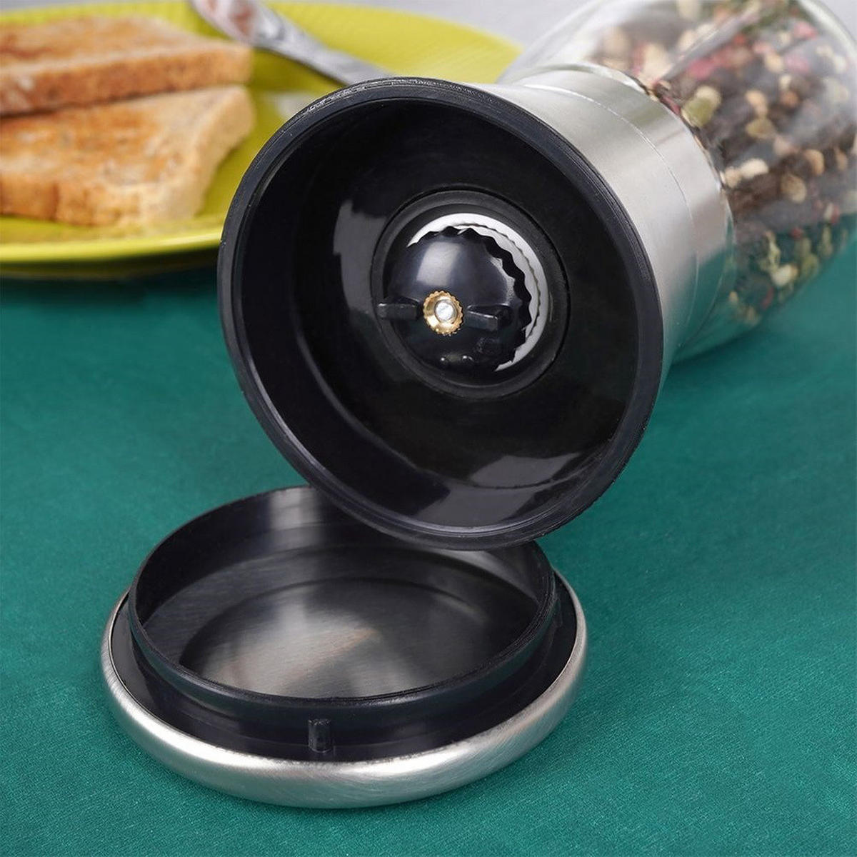 GEWÜRZMÜHLE Schwarz Silber Transparent - Silberfarben, Glas (6.5/13.5/6.5cm) - Orion 
