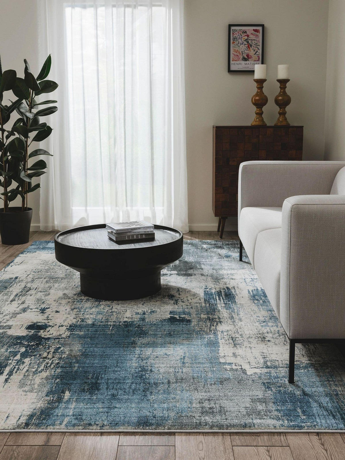 TEPPICH Mara Blau 160x230 cm - Blau, Textil (160/1cm) - KUNSTLOFT