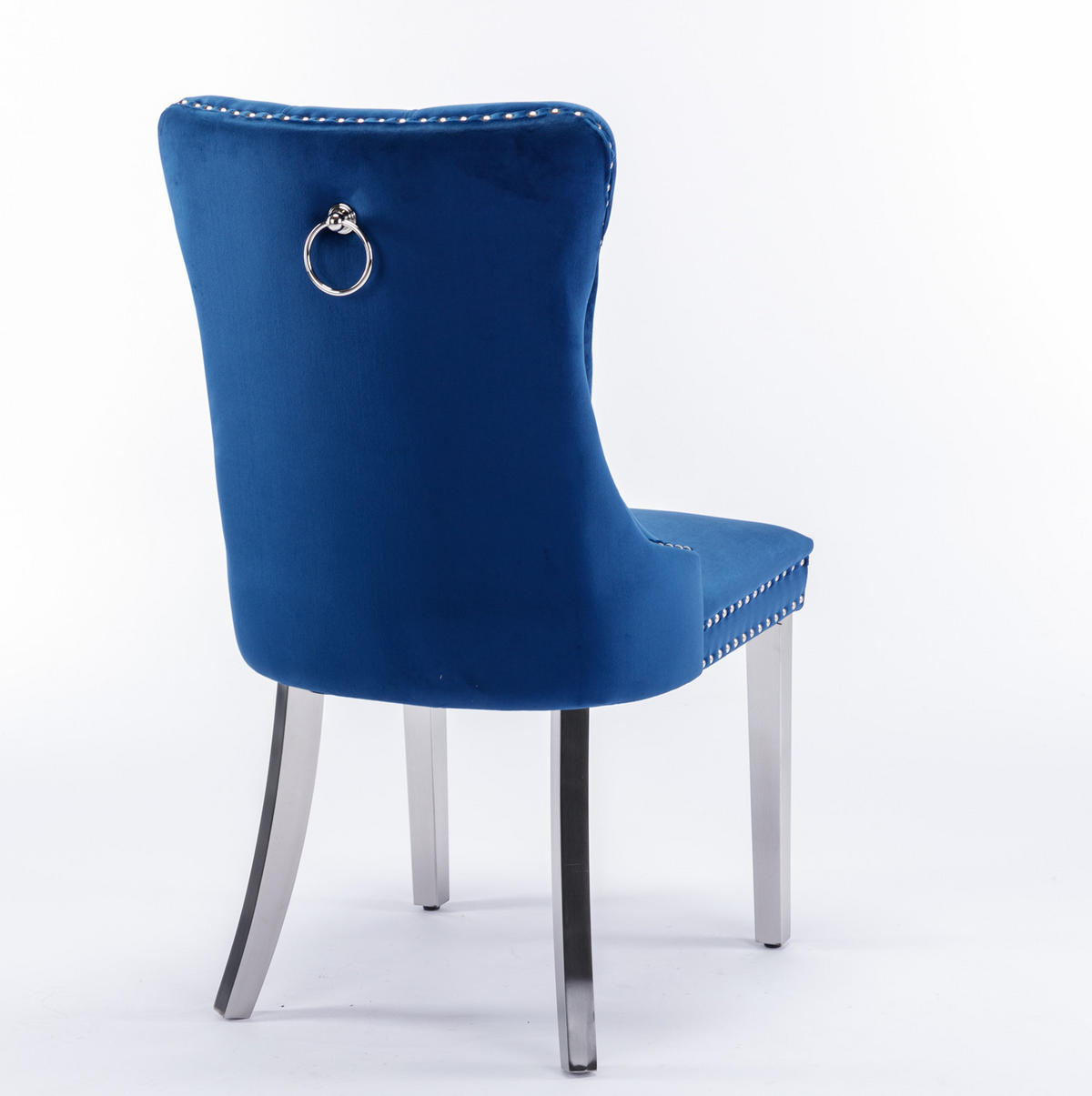 ESSZIMMERSTUHL mit hoher Rückenlehne 2er-Set Samt Blau - Blau, Metall (50/95/65cm) - Meubliv