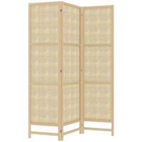 PARAVENT3-TEILIG 135 x 180 cm, Natur - Naturfarben, Kunststoff (135/180/1.7cm) - HOMCOM