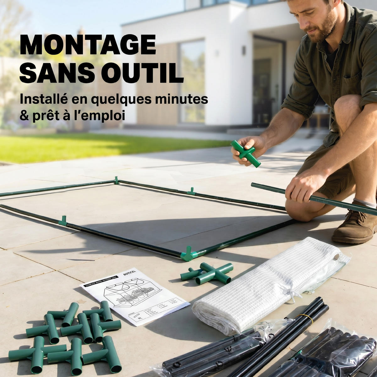 MINI-GEWÄCHSHAUS, 2 aufrollbare Fenster, HDPE 140g/m², 120x60x60cm, Weiß - Multicolor, Kunststoff (120/60/60cm) - FORIOUS
