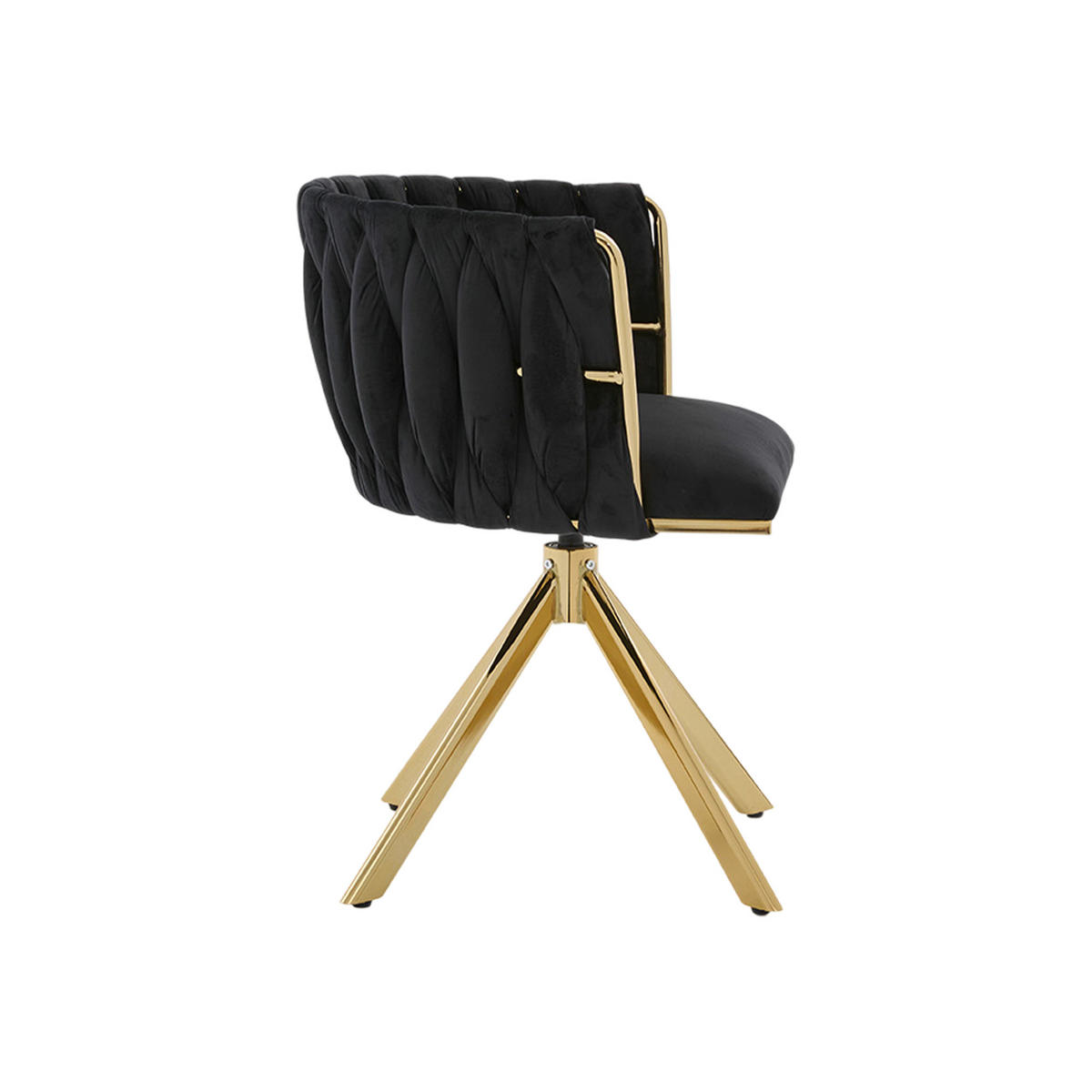 ARMLEHNSTUHL(SET à 2 Stück) mit Metallgestell - ergonomische Rückenlehne und 180° Schwenkfunktion - Schwarz - Schwarz, Textil/Metall (50/70/56cm) - KOMHTOM