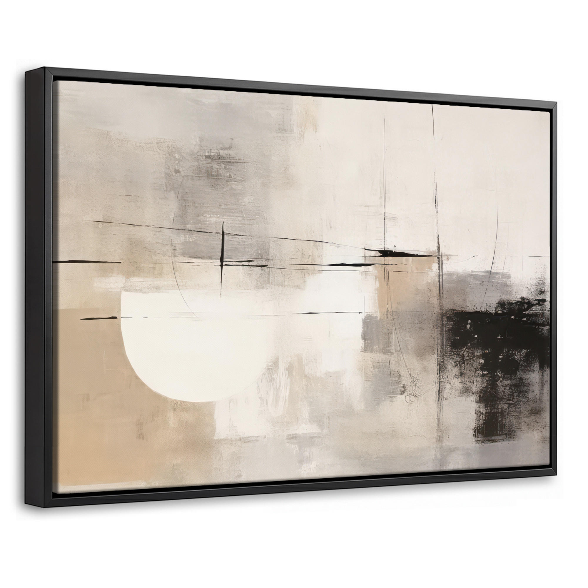 LEINWAND Bilder mit Rahmen - Abstrakt - Kunst - Grau - 30x20 - Hellgrau, Textil (30/20cm) - MuchoWow