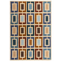 WOLLTEPPICH Geometrisch, Retro-Stil, Wohnzimmer Multicolor-Blau Rechteckig 80x150 - Multicolor, Textil (150/80cm) - KADIMA DESIGN