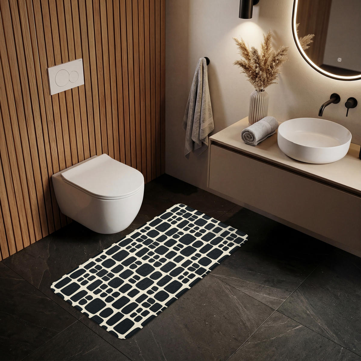 WC PŘEDLOŽKA Moderní - organické - černé 120x60 cm - antracitová, textil/plast (120/1cm) - OnlyWow