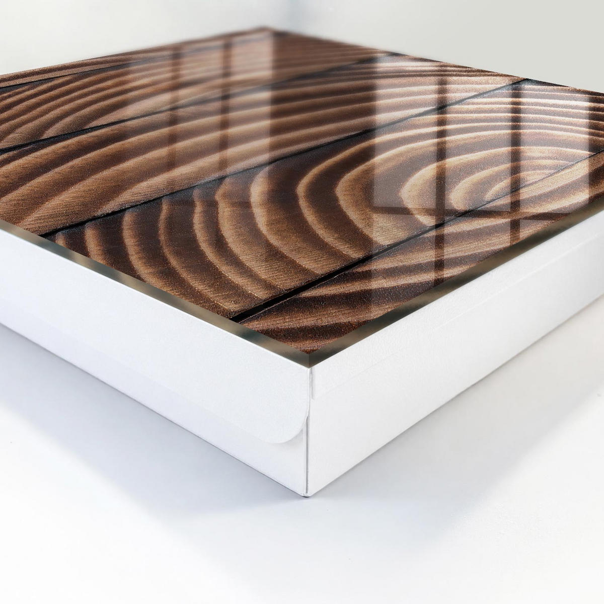 SCHLÜSSELBOX Weiß 30x30 cm – Türöffnung nach rechts - Holzwellen - Braun, Metall (30/30/5cm) - TULUP
