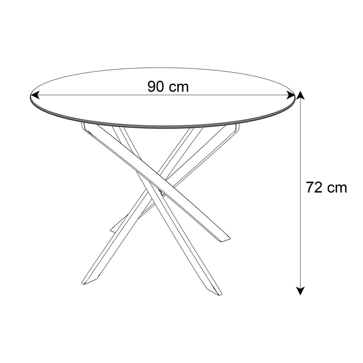 ESSTISCH BEIRA Runder Tisch 90 cm mit Glasplatte und Gold Tischbeine - Chromfarben/Goldfarben, Glas (90/90/72cm) - Lookway