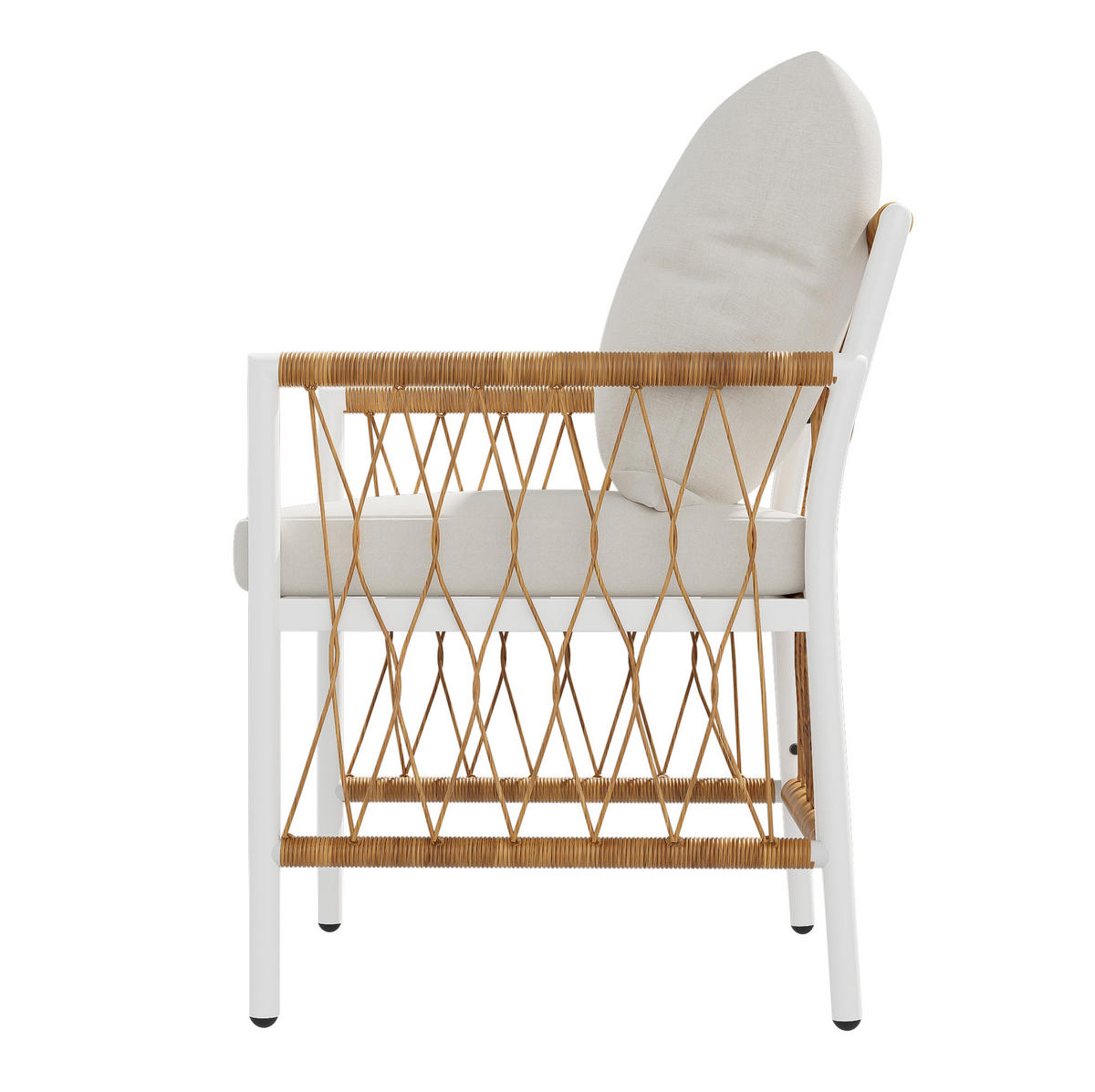 GARTENSETS aus Eisen & Polyester 159,5x77,5x75 cm Beige mit 1 Tisch & 6 Stühlen - Beige, Metall - Modfu