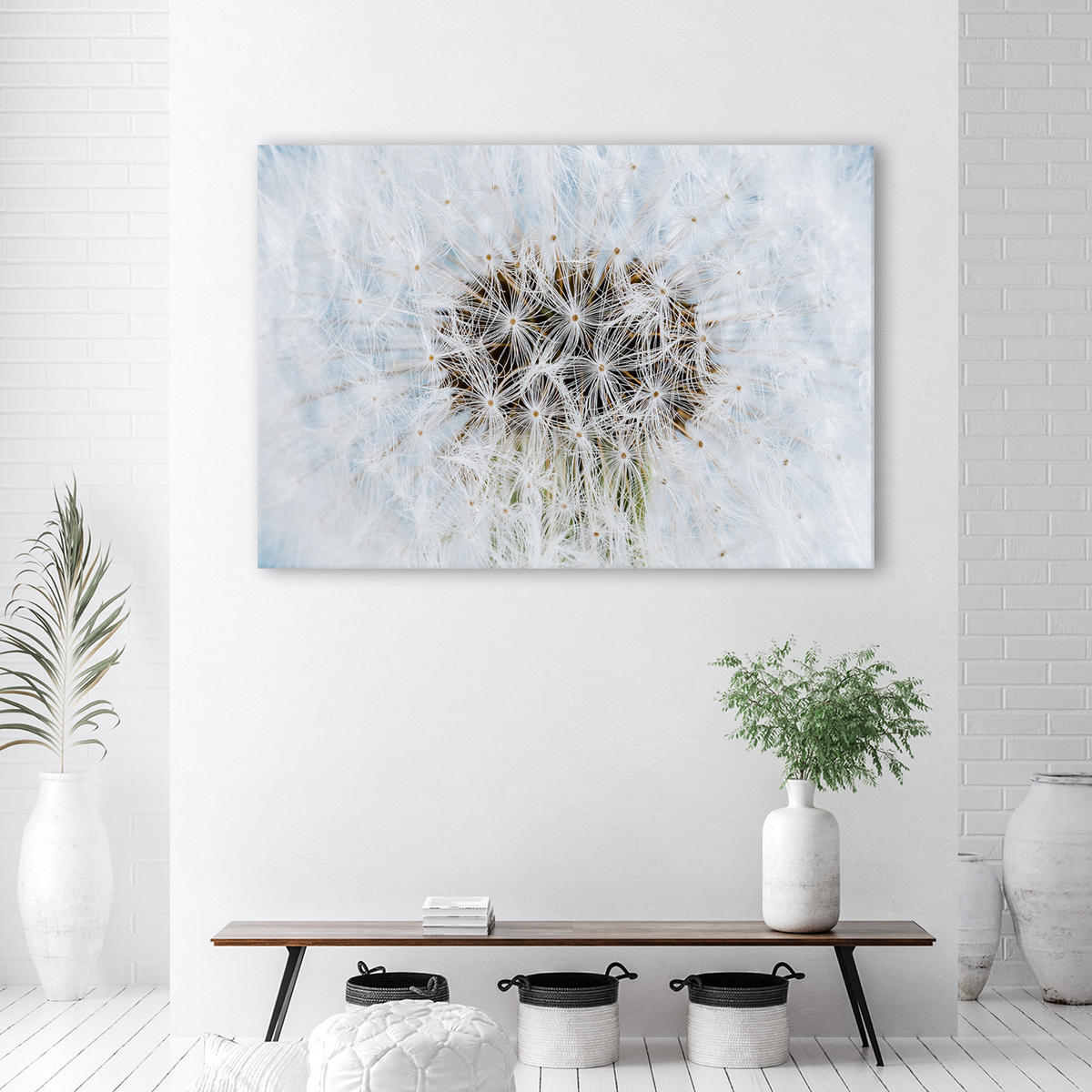 WANDBILD weiße pusteblume pflanzen - Weiß, Textil (60/40cm) - Feeby