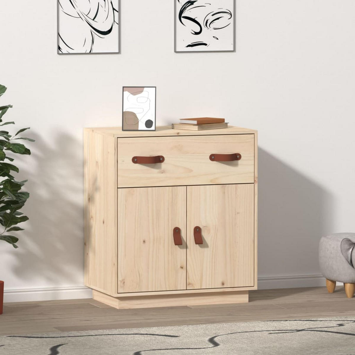 SIDEBOARD mit 1 Schublade, 2 Türen 65,5/40/75 cm aus Massivholz Kiefer - Naturfarben, Holz (65.5/75/40cm) - vidaXL