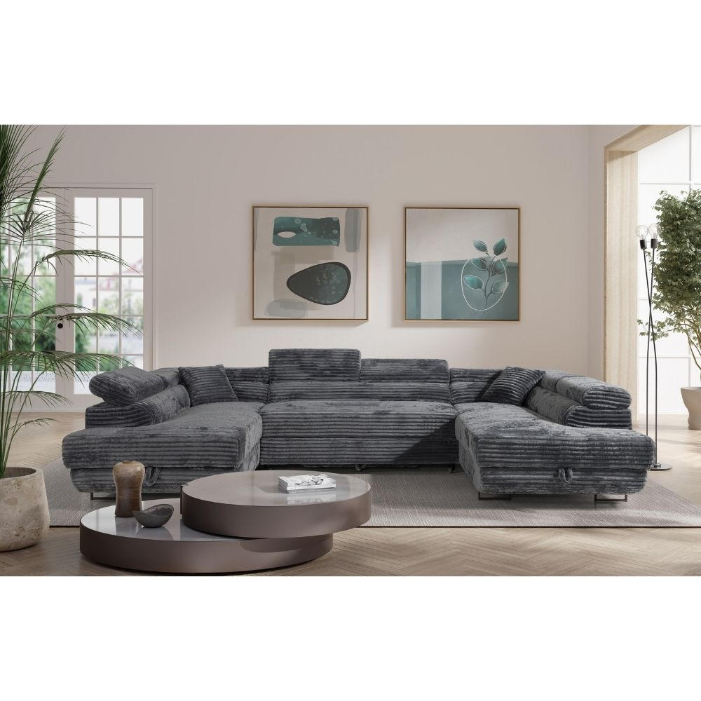 Thumbnail - AN-Moebel 4u Wohnlandschaft, Dunkelgrau, Textil, 340x88x205 cm, Wohnzimmer, Sofas & Couches, Wohnlandschaften, Wohnlands...