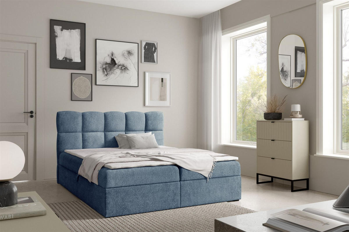 BOXBETT Parozo Premium - Blau, Holzwerkstoff/Textil (120/200cm) - Fun Möbel