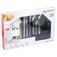 BESTECKSET 42-Teilig, Für 6 Personen, Edelstahl, Rostfrei, Tafelbesteck, Messer, Gabel, Löffel, Dessertbesteck, Küche, Silber, Essbesteck, Haushalt - Silberfarben, Metall - Alpina