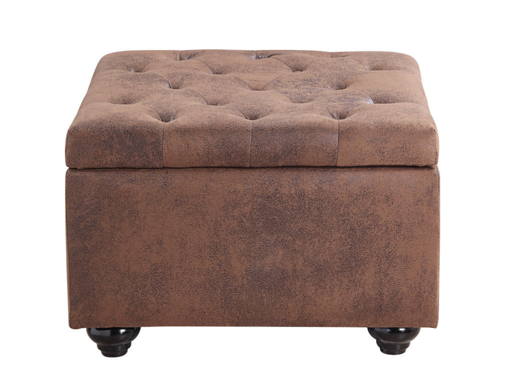 SITZHOCKER mit Staukasten - Microfaser - Braun - LOMAI - Braun, Textil (61/44/61cm) - Vente-Unique