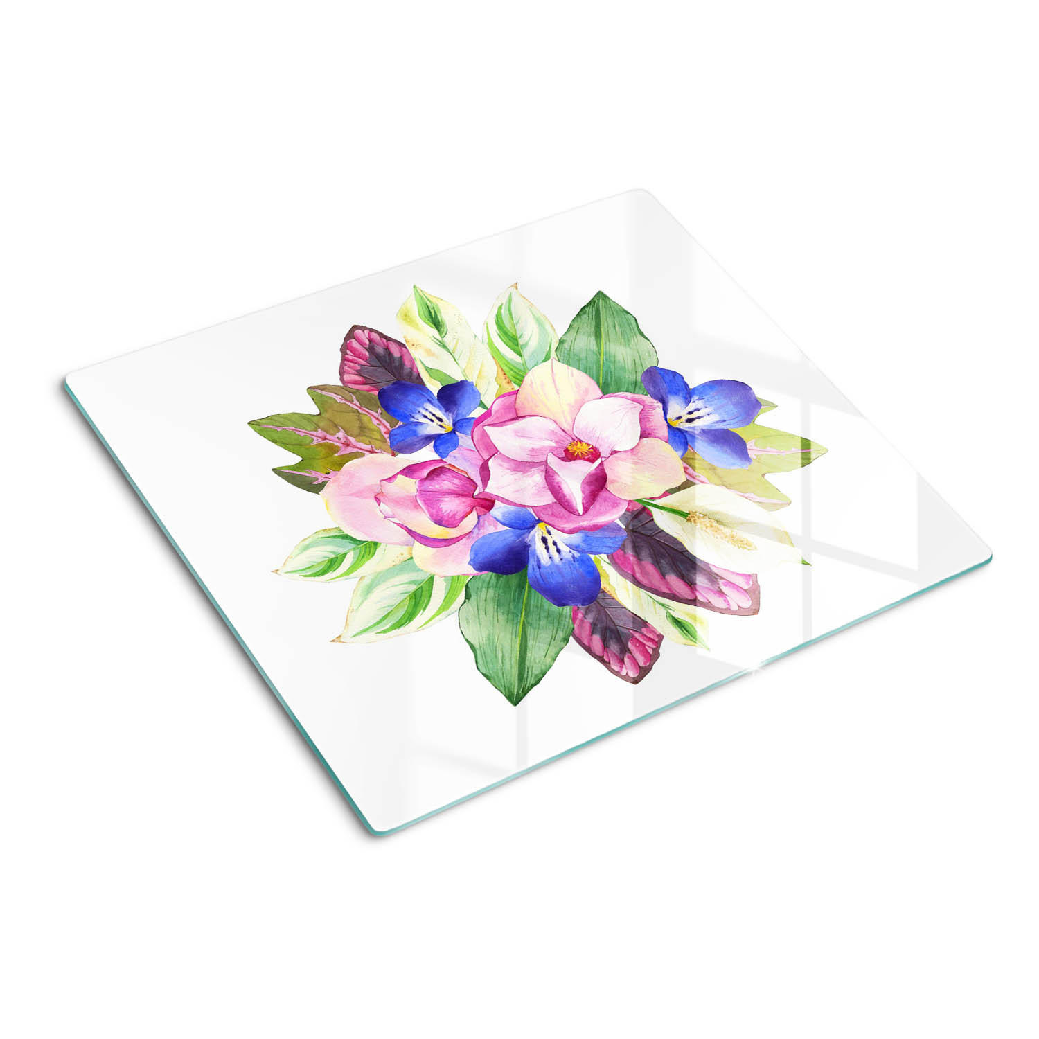 GLASPLATTE 60x52 cm Blumenstrauß - Multicolor, Glas (60/0.4/52cm) - TULUP
