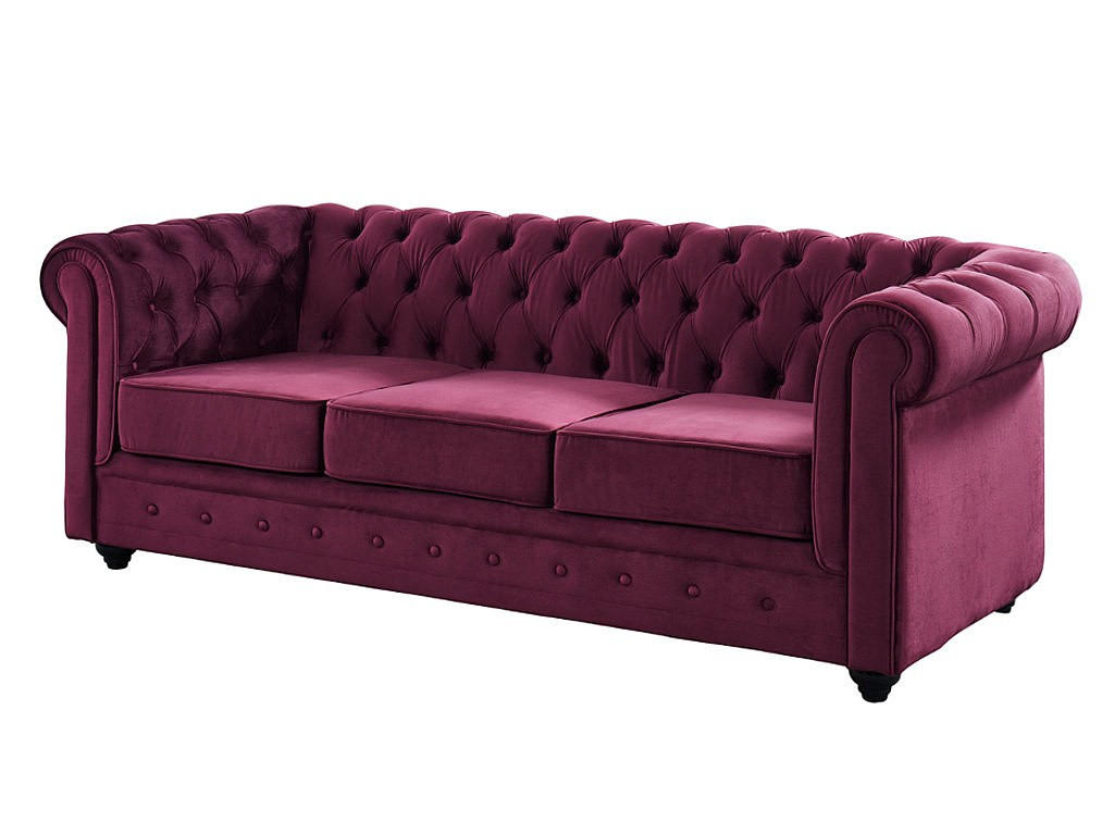 SOFA ohne Schlafmöglichkeit - -Sitzer - Samt, Stoff - Bordeaux - - Bordeaux, Textil (205/72/88cm) - Vente-Unique