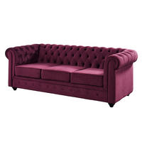 SOFA ohne Schlafmöglichkeit - -Sitzer - Samt, Stoff - Bordeaux - - Bordeaux, Textil (205/72/88cm) - Vente-Unique