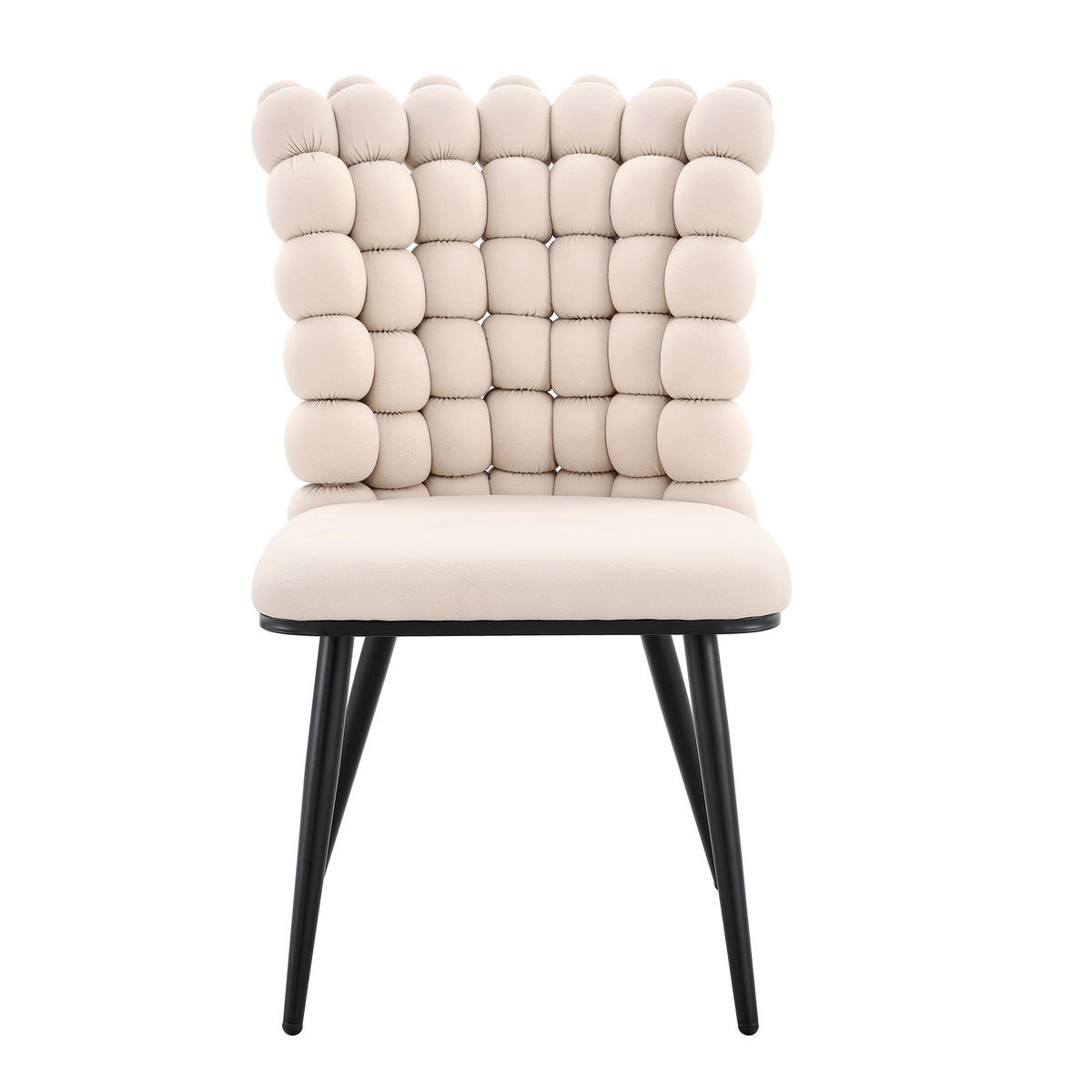 STUHL-SET DE-36754 2 Stück mit Kugelketten-Rückenlehne und Samtbezug Creme - Creme, Metall (48/88/54cm) - ComfortXL