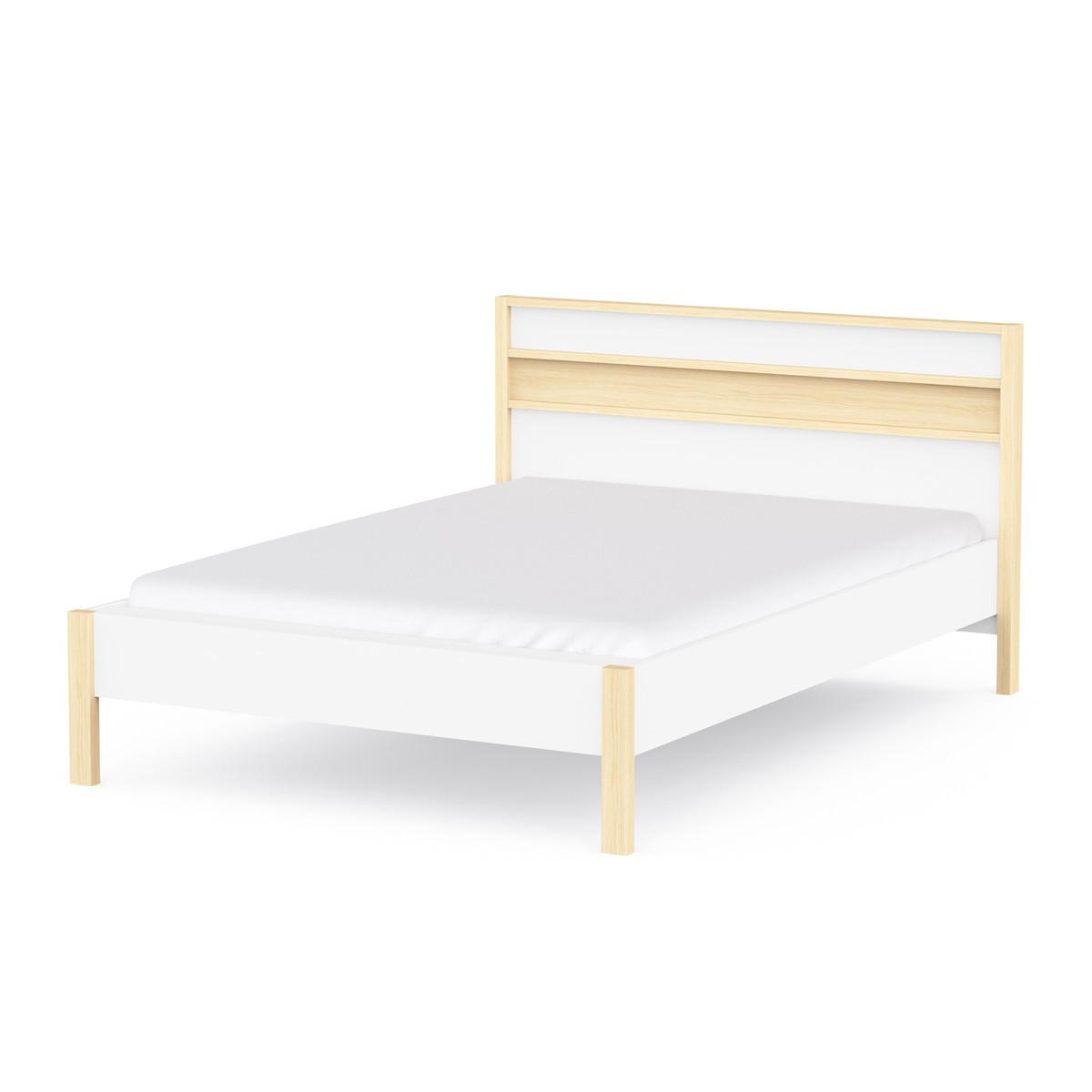 BETT in Weiß und Eichen-Dekor 151,9/207,3/95 cm - Weiß, Holzwerkstoff (140/190cm) - Calicosy