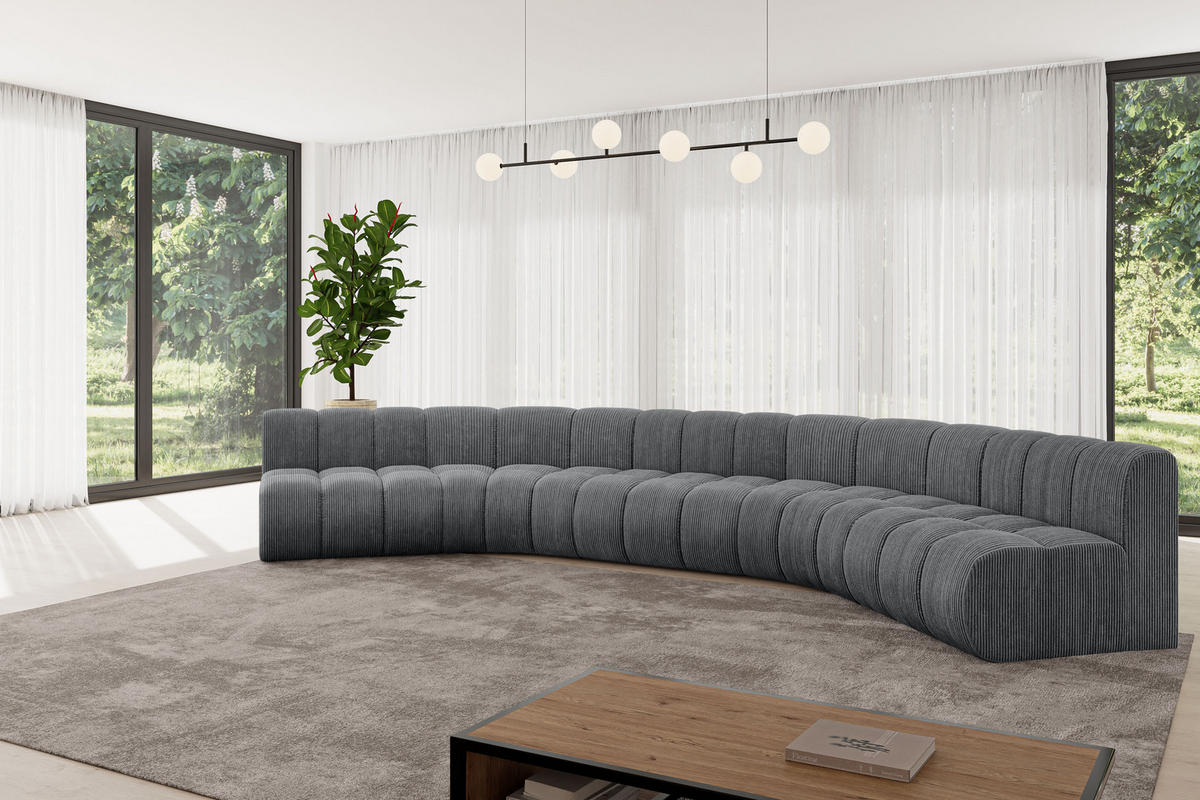WOHNLANDSCHAFT modulares Sofa Montra-U1 - 490x174x70 cm Dunkelgrau - Dunkelgrau, Holzwerkstoff/Textil (490/70/174cm) - ALTDECOR