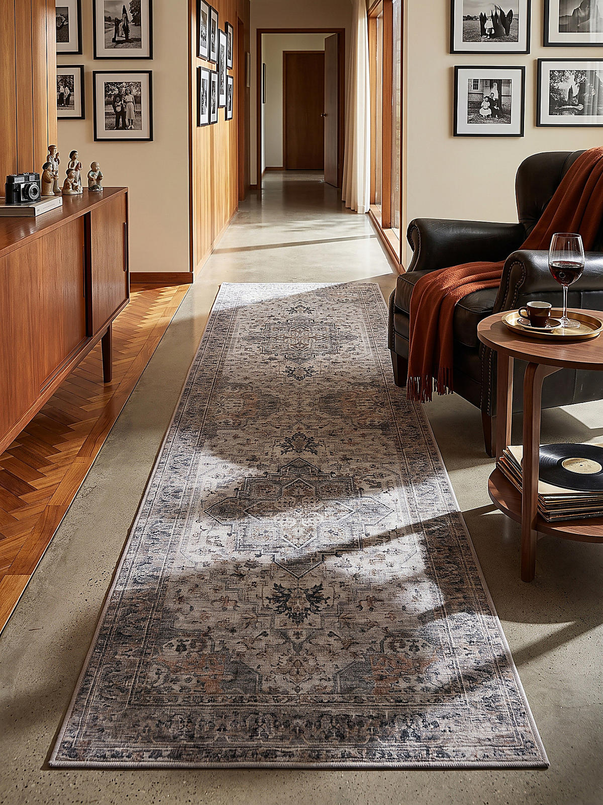LÄUFER waschbar, mit Medaillon, VERNANTE in Beige-Grau, 80 x 150 cm - Beige, Textil (80/150cm) - KADIMA DESIGN