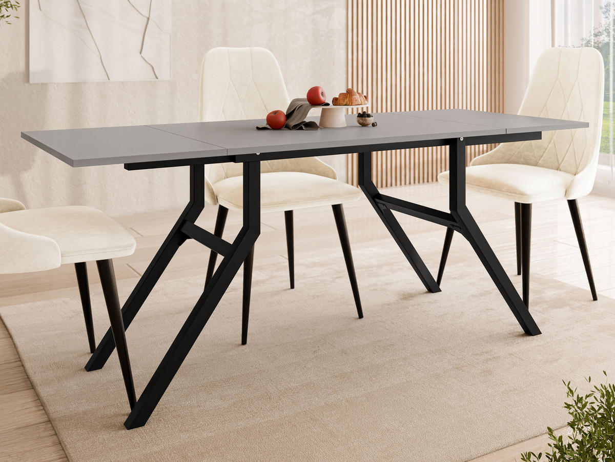 2-IN-1 COUCHTISCH UND ESSTISCH Xena Bis - Hellgrau/Schwarz, Holzwerkstoff/Metall (70/100/45cm) - MIRJAN24