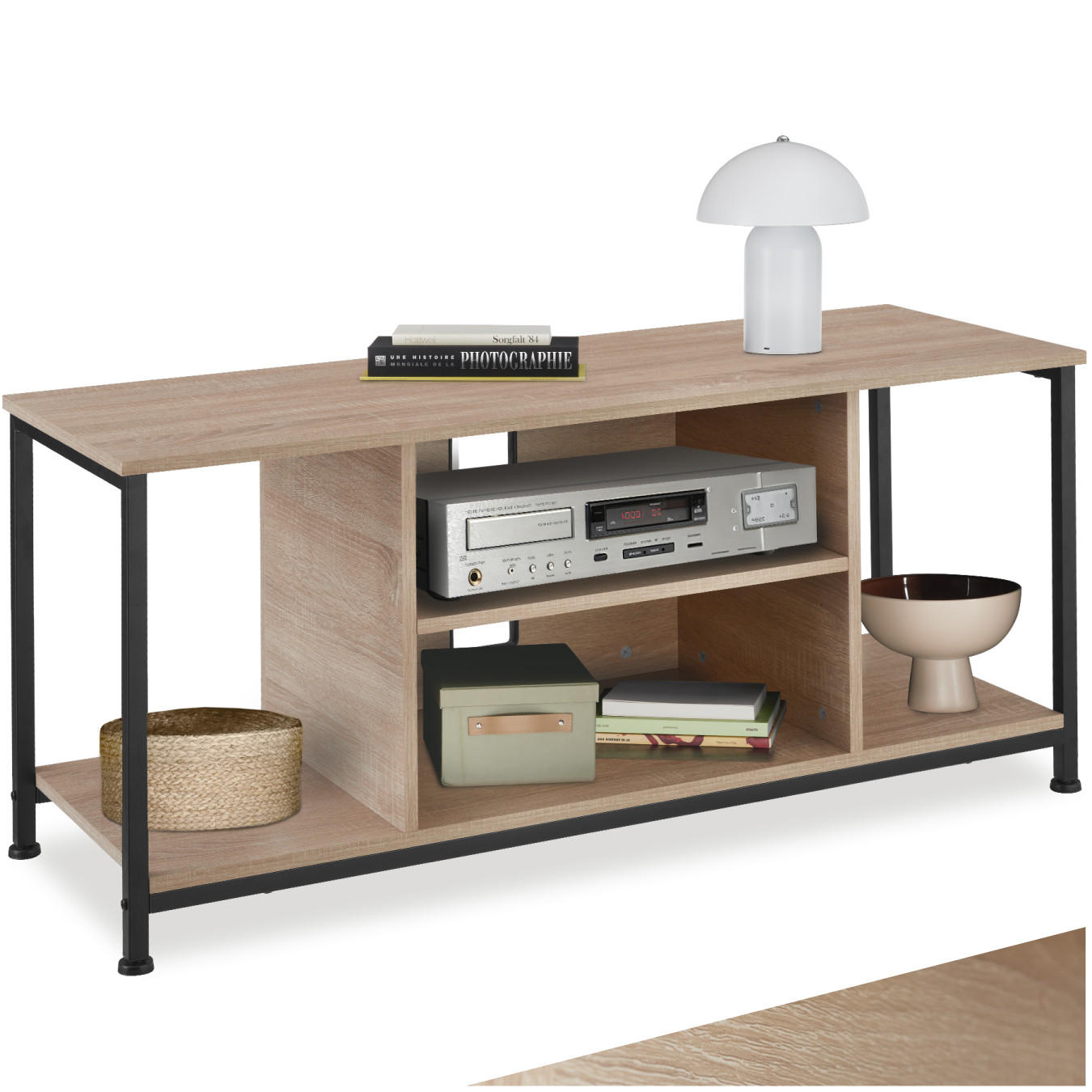TV-REGAL Austin,110 x 40 x 50,5 cm,Industrial Holz hell, Eiche Sonoma - Naturfarben, Holzwerkstoff (40/50.5/110cm) - tectake