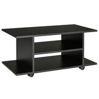 TV-BANK Schwarz 80/40/40 cm, auf Rollen, mit Ablagen - Schwarz, Holz (80/40/40cm) - PANGIVO