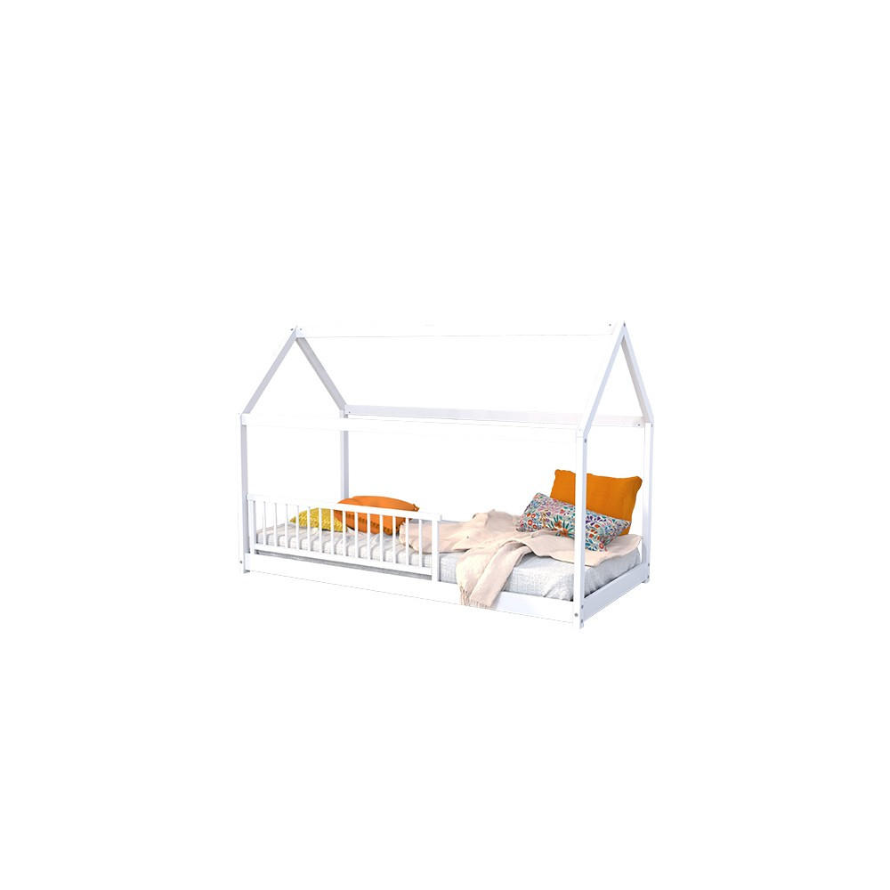 HAUSBETT PANDA mit Lattenrost und Gitter/ Kinderbett 90x190 cm - Weiß - Weiß, Holz (90/190cm) - Weber Industries