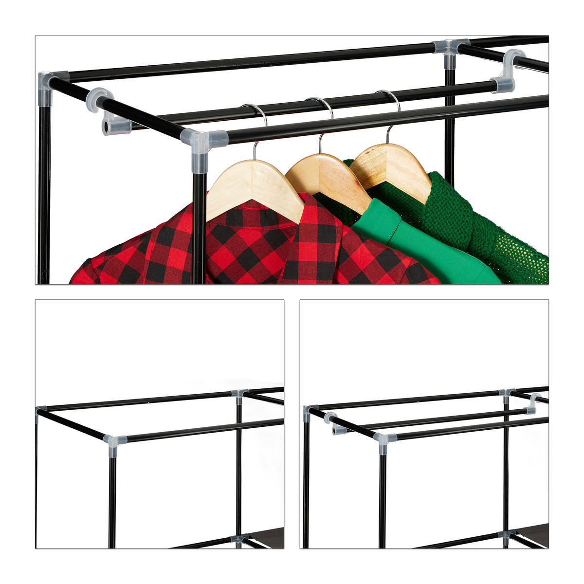 ROHOVÝ šatník - antracitová, kov/textil (100/169/83cm) - Relaxdays