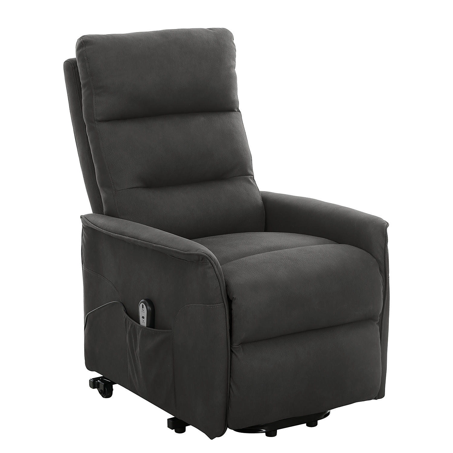 FERNSEHSESSEL - Mit Aufstehhilfe - Microfaser - Anthrazit - Anthrazit/Schwarz, Textil/Metall (67/102/87cm) - home24
